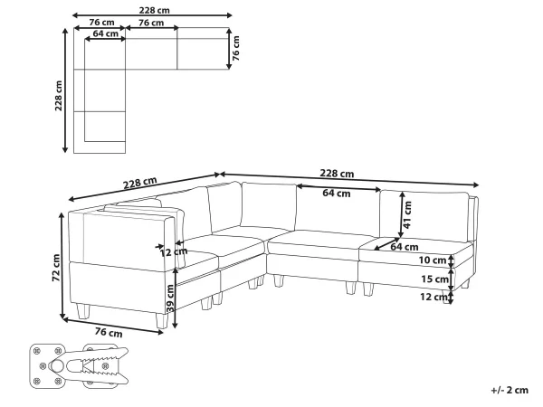 5-Seater Modular Corner Sofa UNSTAD Brown DEF