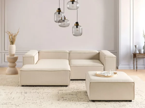 Right 3 Seater with Ottoman fabric beige ARDAL