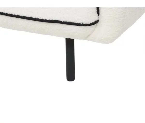 Sofá 3 lugares com repousa-pés em tecido bouclé branco TONSBERG