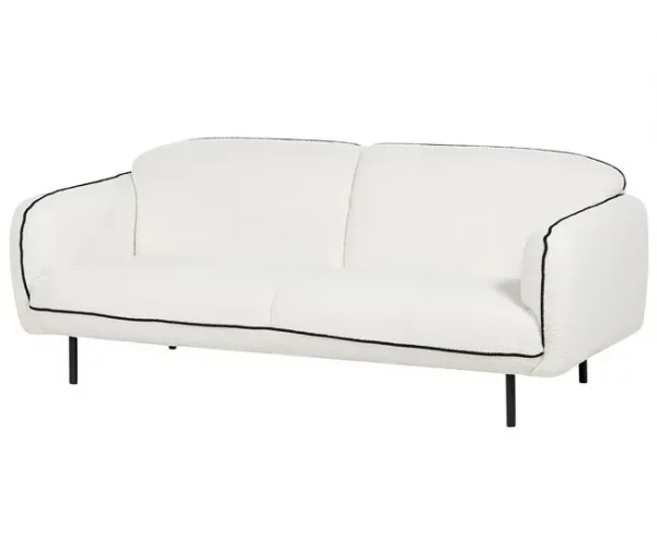 Sofá 3 lugares com repousa-pés em tecido bouclé branco TONSBERG