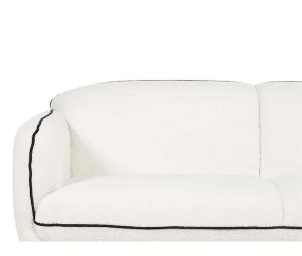 Sofá 3 lugares com repousa-pés em tecido bouclé branco TONSBERG