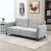 HOMCOM Sofá de 2 Lugares Convertível em Cama de Estofado Aveludado com Encosto Ajustável e Pés de Madeira para Sala de Estar Escritório 189x80,5x78,5 cm Cinza Claro