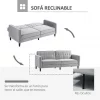 HOMCOM Sofá de 2 Lugares Convertível em Cama de Estofado Aveludado com Encosto Ajustável e Pés de Madeira para Sala de Estar Escritório 189x80,5x78,5 cm Cinza Claro