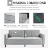 HOMCOM Sofá de 2 Lugares Convertível em Cama de Estofado Aveludado com Encosto Ajustável e Pés de Madeira para Sala de Estar Escritório 189x80,5x78,5 cm Cinza Claro