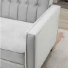 HOMCOM Sofá de 2 Lugares Convertível em Cama de Estofado Aveludado com Encosto Ajustável e Pés de Madeira para Sala de Estar Escritório 189x80,5x78,5 cm Cinza Claro