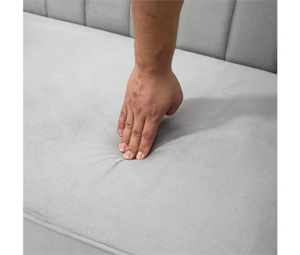 HOMCOM Sofá de 2 Lugares Convertível em Cama de Estofado Aveludado com Encosto Ajustável e Pés de Madeira para Sala de Estar Escritório 189x80,5x78,5 cm Cinza Claro