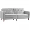 HOMCOM Sofá de 2 Lugares Convertível em Cama de Estofado Aveludado com Encosto Ajustável e Pés de Madeira para Sala de Estar Escritório 189x80,5x78,5 cm Cinza Claro