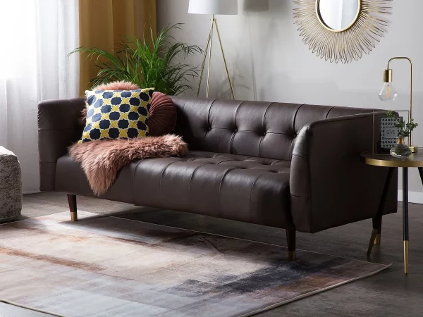 Sofa BYSKE, braun Leder CH