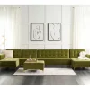 Sofá-cama XXL de 6 lugares com repousa-pés em veludo verde ABERDEEN