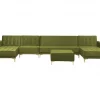 Sofá-cama XXL de 6 lugares com repousa-pés em veludo verde ABERDEEN