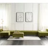 Sofá-cama XXL de 6 lugares com repousa-pés em veludo verde ABERDEEN