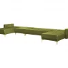 Sofá-cama XXL de 6 lugares com repousa-pés em veludo verde ABERDEEN