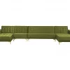Sofá-cama XXL de 6 lugares com repousa-pés em veludo verde ABERDEEN