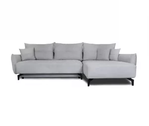 Chaise longue STOCKHOLM com cama e baú dereita 4 lugares cinza