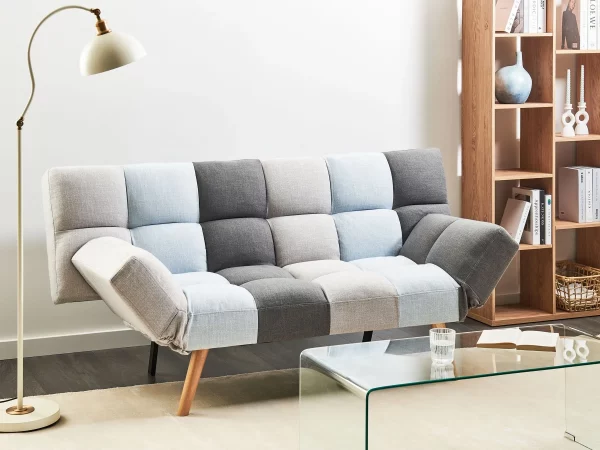 Schlafsofa INGARO, Grau Blau Patchwork, CH