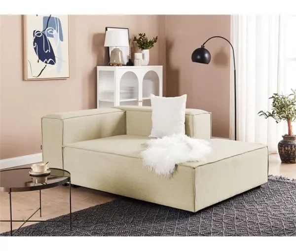 Chaise-longue em linho creme à esquerda APRICA