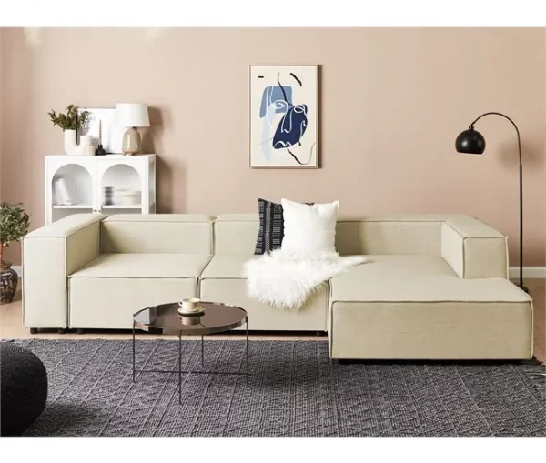 Chaise-longue em linho creme à esquerda APRICA