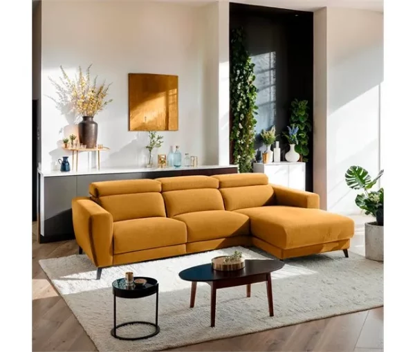 Chaise longue 4 lugares relax elétrico DRAX direito mostarda