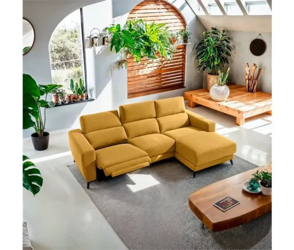 Chaise longue 4 lugares relax elétrico DRAX direito mostarda