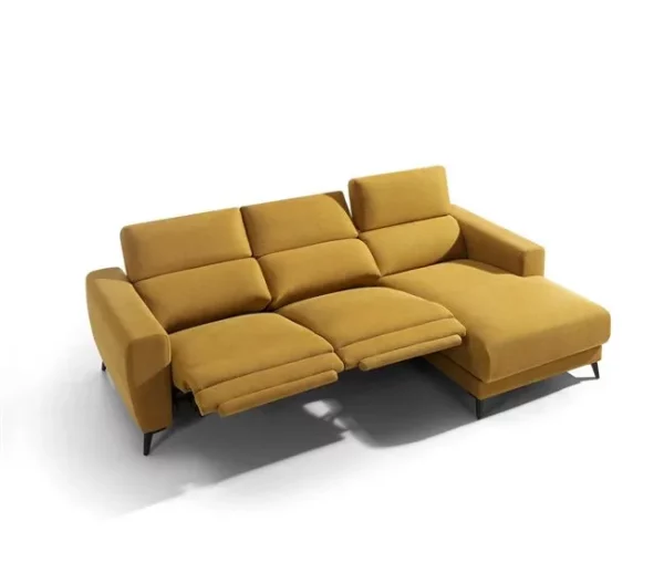 Chaise longue 4 lugares relax elétrico DRAX direito mostarda
