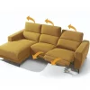 Chaise longue 4 lugares relax elétrico DRAX direito mostarda