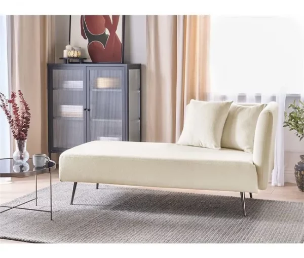 Chaise-longue à direita em tecido bouclé branco creme RIOM