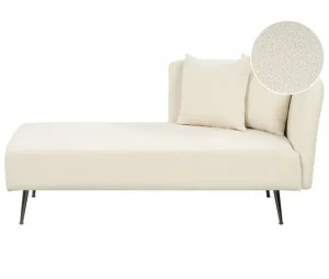 Chaise-longue à direita em tecido bouclé branco creme RIOM