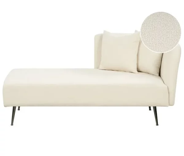 Chaise-longue à direita em tecido bouclé branco creme RIOM