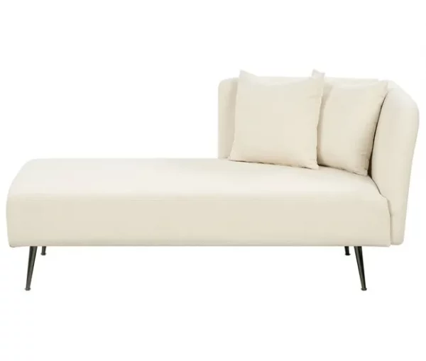 Chaise-longue à direita em tecido bouclé branco creme RIOM