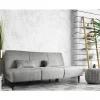 Sofá cama Dfavill, Sofá cama de tecido, Sofá cama com mecanismo de abertura por clique, Sofá cama com almofadas, 190x70h80 cm, Cinza