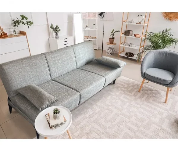 Sofá cama Dfavill, Sofá cama de tecido, Sofá cama com mecanismo de abertura por clique, Sofá cama com almofadas, 190x70h80 cm, Cinza