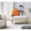 Chaise-longue com encosto à esquerda em veludo branco ARCEY