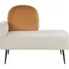 Chaise-longue com encosto à esquerda em veludo branco ARCEY
