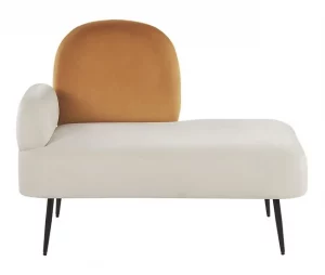 Chaise-longue com encosto à esquerda em veludo branco ARCEY