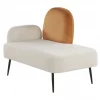 Chaise-longue com encosto à esquerda em veludo branco ARCEY