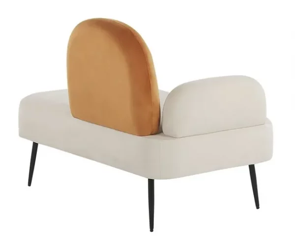 Chaise-longue com encosto à esquerda em veludo branco ARCEY