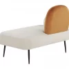Chaise-longue com encosto à esquerda em veludo branco ARCEY