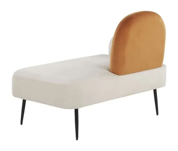 Chaise-longue com encosto à esquerda em veludo branco ARCEY