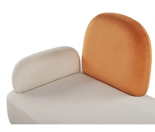 Chaise-longue com encosto à esquerda em veludo branco ARCEY