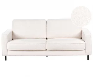 Sofá de 3 lugares em tecido bouclé branco SAVALEN