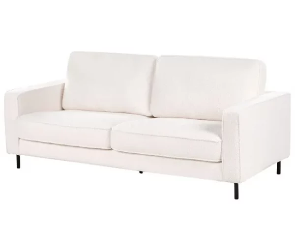 Sofá de 3 lugares em tecido bouclé branco SAVALEN