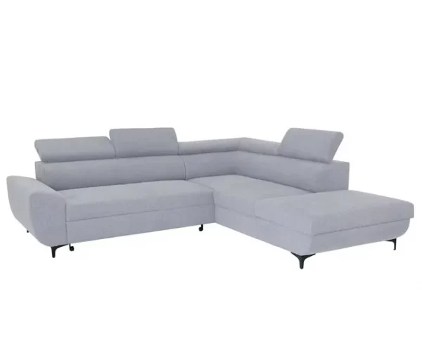 Sofá de canto com cama WESLEY dereita 4 lugares cinza