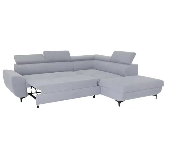 Sofá de canto com cama WESLEY dereita 4 lugares cinza