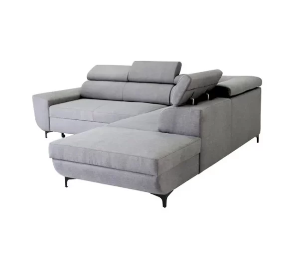 Sofá de canto com cama WESLEY dereita 4 lugares cinza