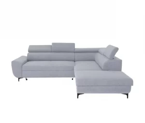 Sofá de canto com cama WESLEY dereita 4 lugares cinza