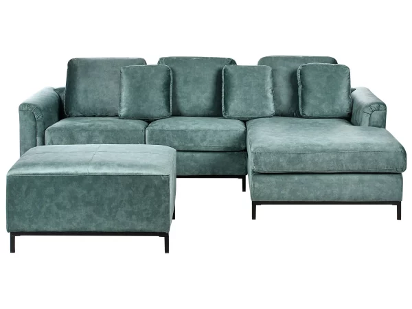Sofa OSLO L Teal Velvet + ottoman DEF
