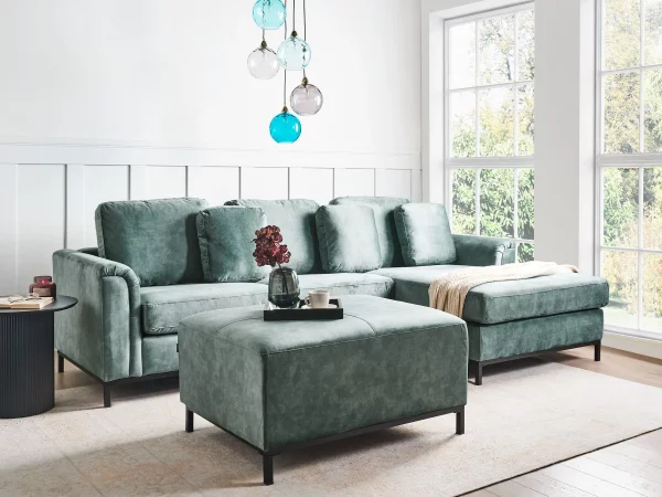 Sofa OSLO L Teal Velvet + ottoman DEF