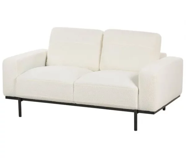 Sofá 2 lugares em tecido bouclé branco SOVIK