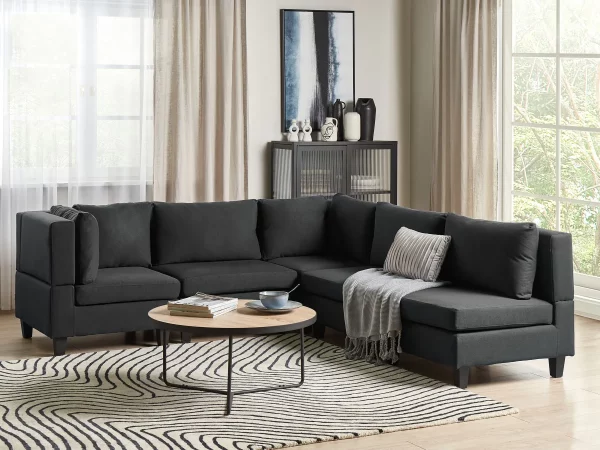 5-Seater Modular Corner Sofa UNSTAD Black DEF