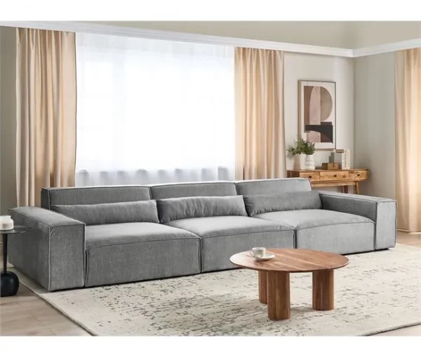 Sofá modular 3 lugares em tecido cinzento HELLNAR